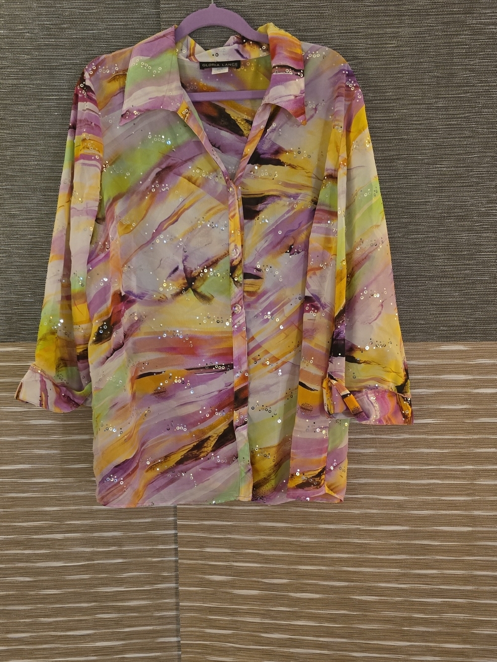 Women's Sheer Multicolor Button-Down Shirt - Lightweight Collared Top